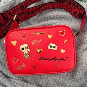 Karl Lagerfeld Vibrant Red Embellished Bag